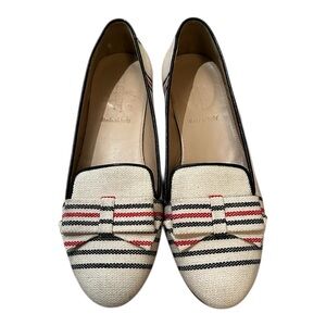 J. Crew Women's Cream and Black Striped Loafers Sz 7